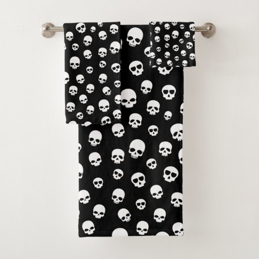 White Skull Gothic Pattern Bad Handdoek (Insitu)