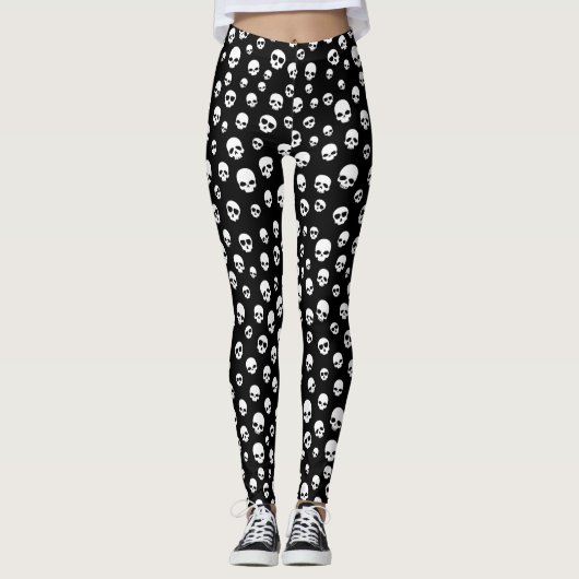 White Skull Gothic Pattern Leggings (Voorkant)