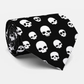 White Skull Gothic Pattern Stropdas (Opgerold)