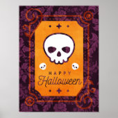 White Skull Happy Halloween Poster (Voorkant)
