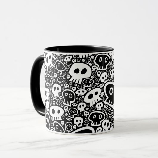 White Skull Pattern Mok (Voorkant links)