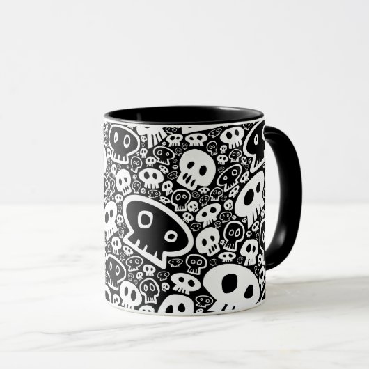 White Skull Pattern Mok (Voorkant rechts)