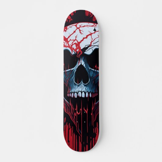 White Skull, Red & Black - Numb Skulls Design Persoonlijk Skateboard (Voorkant)