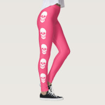 White Skull Silhouettes On Pink Halloween