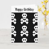 White Skulls Happy Birthday Kaart (Gele Bloem)