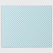 White & Sky Blue Checkerboard Wrapping Paper Roll Cadeaupapier (Vlak)