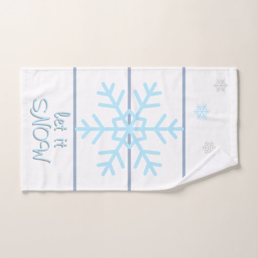 White Slate Blue Geometric Lines Snowflakes Bad Handdoek (Handdoek)