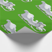 White Sleigh op groen inpakpapier (Hoek)