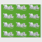 White Sleigh op groen inpakpapier (Vlak)