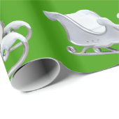 White Sleigh op groen inpakpapier (Rol Hoek)