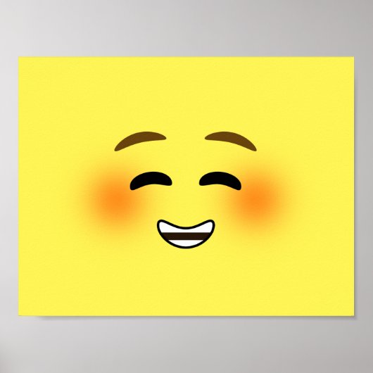 White Smiling Emoji Poster (Voorkant)