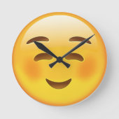 White Smilling Face Emoji Ronde Klok (Voorkant)