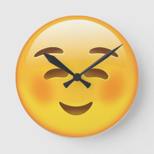 White Smilling Face Emoji Ronde Klok
