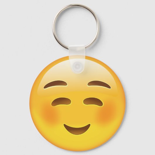 White Smilling Face Emoji Sleutelhanger (Voorkant)