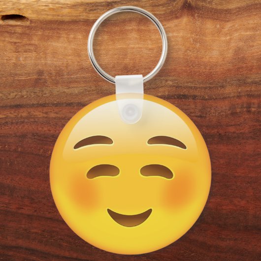 White Smilling Face Emoji Sleutelhanger (Voorkant)