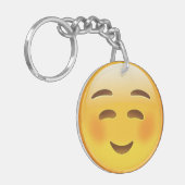 White Smilling Face Emoji Sleutelhanger (Voorkant Links)