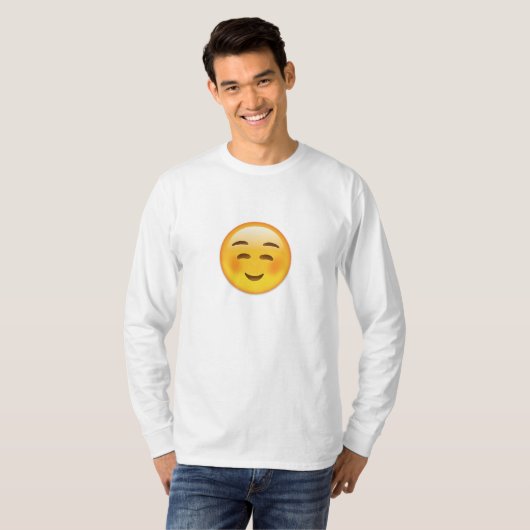 White Smilling Face Emoji T-shirt (Voorkant volledig)