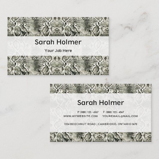 White Snake print Visitekaartje (Voorkant / Achterkant)