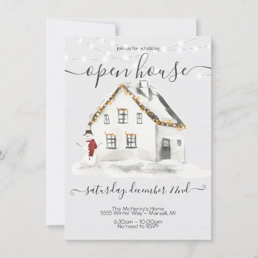 White Sneeuwboerderij kerst Open house Party Kaart (Voorkant)