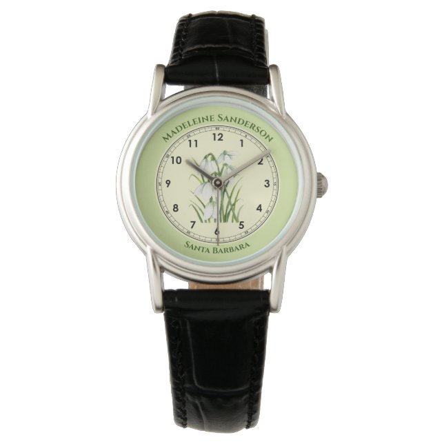 White Sneeuwdruppels Waterverf Illustratie Horloge (Voorkant)