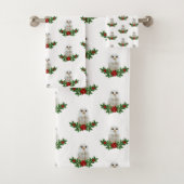 White Snow Christmas Owl Bad Handdoek (Insitu)