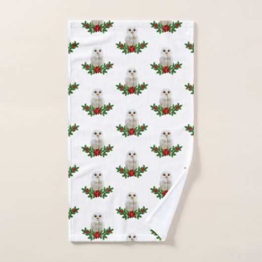 White Snow Christmas Owl Bad Handdoek (Handdoek)