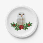 White Snow Christmas Owl Papieren Bordje (Voorkant)