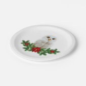 White Snow Christmas Owl Papieren Bordje (Gekanteld)