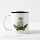 White Snow Christmas Owl Tweekleurige Koffiemok (Links)