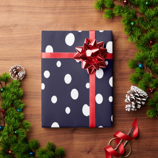 White Snow Dot Pattern Satin Cadeaupapier (Feestdagen Geschenken)