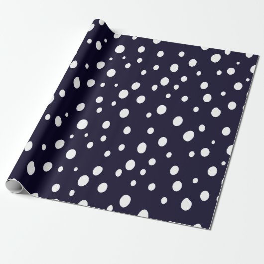 White Snow Dot Pattern Satin Cadeaupapier (Uitgerold)