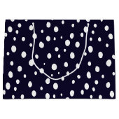 White Snow Dot Pattern Satin Groot Cadeauzakje (Voorkant)