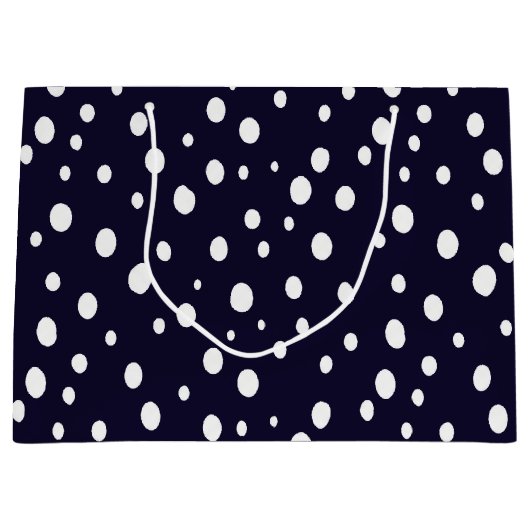 White Snow Dot Pattern Satin Groot Cadeauzakje (Voorkant)