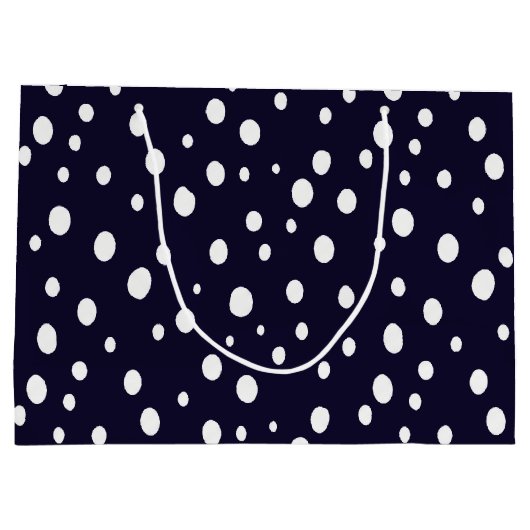 White Snow Dot Pattern Satin Groot Cadeauzakje (Achterkant)