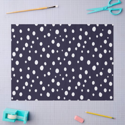 White Snow Dot Pattern Satin Tissuepapier (Craft)