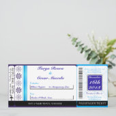 White Snow Flakes Boarding Pass Uitnodiging voor b (Staand voorkant)