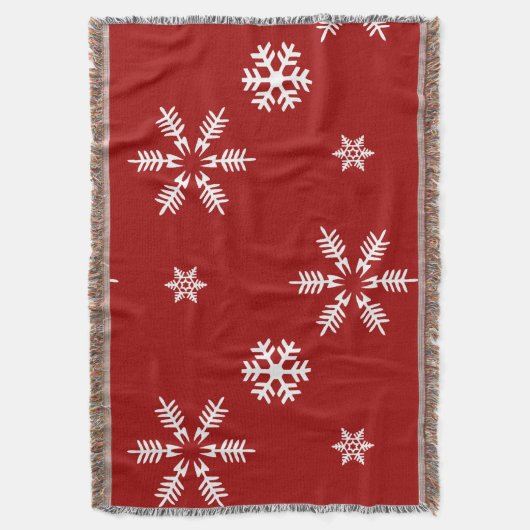 White Snow Flakes Red Background Pattern kerst Deken (Voorkant Verticaal)