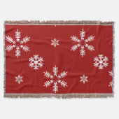 White Snow Flakes Red Background Pattern kerst Deken (Voorkant)