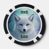 White Snow Fox on Icy Land Custom Dollar Amount Poker Chips (Achterkant)