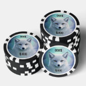 White Snow Fox on Icy Land Custom Dollar Amount Poker Chips (Opstapeling)