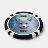 White Snow Fox on Icy Land Custom Dollar Amount Poker Chips (Enkel)