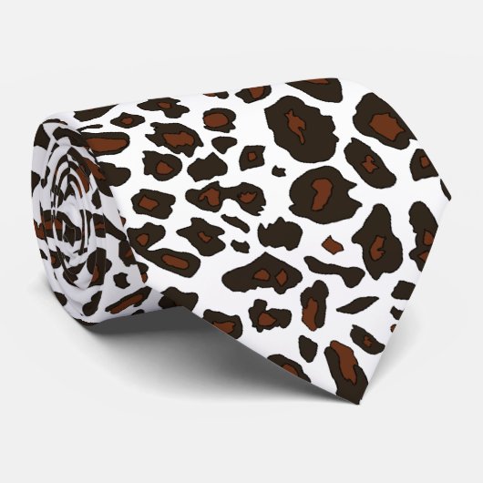 White Snow Leopard Print Stropdas (Opgerold)