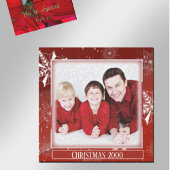 White Snow on Red Canvas Christmas Magnet