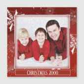 White Snow on Red Canvas Christmas Magnet (Voorkant)