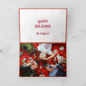 White Snow on Red Canvas Folded Christmas Card Bedankkaart (Binnen)