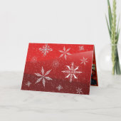 White Snow on Red Canvas Folded Christmas Card Bedankkaart (Voorkant)