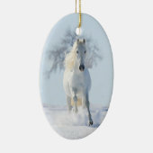 White Snow Stallion & Tree Horse Holiday Ornament (Rechts)