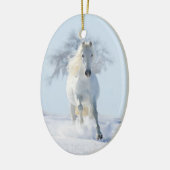 White Snow Stallion & Tree Horse Holiday Ornament (Links)