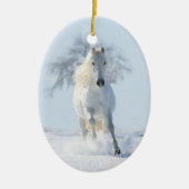White Snow Stallion & Tree Horse Holiday Ornament (Voorkant)