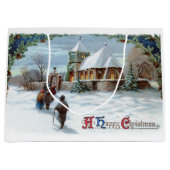  White Snow Village Holiday Kerstmis Groot Cadeauzakje (Voorkant)